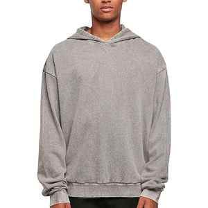 เสื้อฮู้ดผู้ชายสไตล์ใหม่ปี 2026 แบบ OEM ผ้าโพลีเอสเตอร์/คอตตอน ล้างสีแบบแอซิดวอช ใส่สบายๆ สำหรับฤดูใบไม้ร่วง ปรับแต่งได้ ลายเรียบ ระบายอากาศได้ดี - Product Image 4