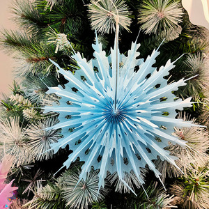 <b>Tissue</b> <b>Paper</b> Snowflake Fan 12" Indoor Christmas Hanging Ornament Factory Wholesale - Product Image 2