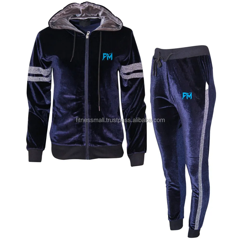 High-quality contrast color fitness sports velvet tracksuit Warmups for Cheerleading men and women OEM Rayon Style Material