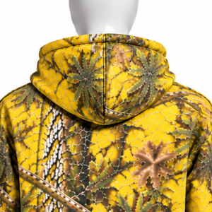 Gold Woodland Print Full <b>Zip</b> <b>Hoodie</b> Mens Outdoor Style Hooded Sweatshirt with Drawstring Kangaroo <b>Pockets</b> Casual Winter Wear - Product Image 3