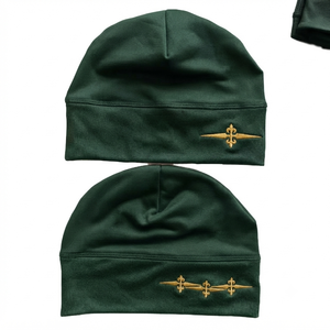 Bonnet en acrylique jacquard vintage vert foncé personnalisé avec paillettes et impression lumineuse pour homme et femme, idéal pour l'hiver - Product Image 1