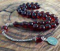 Tasbih en perles rondes faites à la main en résine marron de luxe, écologiques, MT Export MTE-045, multi-occasions