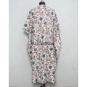 Vestido Kaftán Maxi Informal de Algodón Ecológico Hecho a Mano, Estilo Indio Vintage, con Cuello en V y Estampado Floral, para Mamás, Ropa de Playa, Ropa de Dormir - Product Image 6