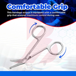 กรรไกรตัดผ้าพันแผลสแตนเลส ขนาดกะทัดรัด พกพาสะดวก ทนทาน พร้อมใบมีดคมสำหรับการตัดที่แม่นยำ กรรไกรผ่าตัด - Product Image 4