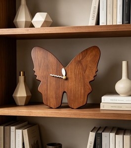 Handcrafted Butterfly <b>Clock</b>, Wooden Wall <b>Clock</b> with <b>Battery</b>, Unique Home Decor, Modern Butterfly Design, Decorative Timepiece, - Product Image 2