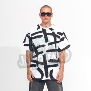 เสื้อยืดโอเวอร์ไซส์ผ้าคอตตอนพรีเมียมเนื้อหนา พิมพ์โลโก้ได้ตามต้องการ เสื้อยืดสตรีทแวร์แบบเรียบ - Product Image 1