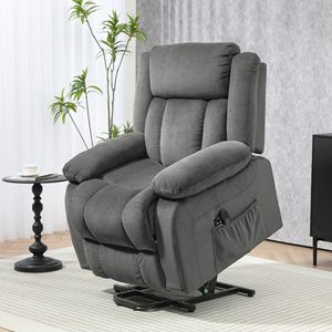 Fauteuil Électrique Gris avec Fonction Inclinaison et Massage Chauffant pour Personnes Âgées, USB et Housse Amovible avec Poches Latérales - Product Image 2