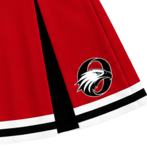 Ensemble uniforme de cheerleading rouge, noir et blanc, haut court sans manches à col en V, jupe plissée, tenue de danse pour équipe de cheerleading - Product Image 6