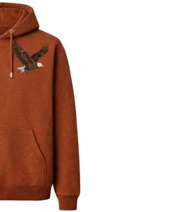 Sweat à capuche homme marron rouille avec logo Aigle, coupe oversize, en molleton épais, avec poche kangourou, style streetwear personnalisé, pour fabricants - Product Image 4