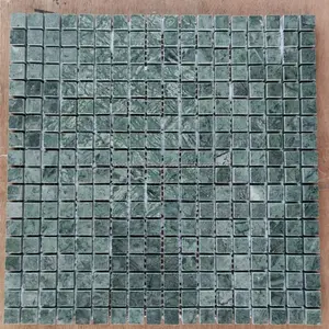 Attractive 15x15x10 mm Indian Green Marble Stone Mosaic Tiles Kitchen Backsplash Bathroom Wall Cladding Flooring Swimming Pool