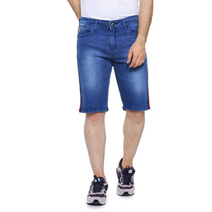 Shorts de Mezclilla para Hombre, Lavado Oscuro, con Rasgaduras en las Rodillas, Textura Desgastada, Corte Ajustado, Tejido Elástico y Duradero - Product Image 5
