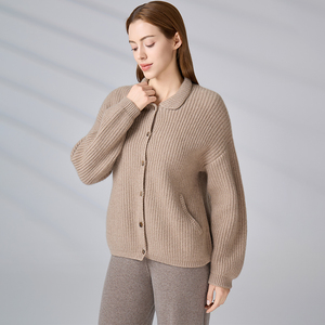 Lapel Collar Oversized Knit Outerwear Sweater Factory Custom <b>Chunky</b> <b>Long</b> Sleeve Rib Knitted <b>Cardigan</b> For Women - Product Image 2