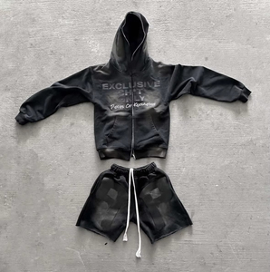 Nouvel Arrivage Personnalisé : Ensemble Sweat à Capuche et Short pour Homme de Haute Qualité, 100% Coton, Effet Délavé à l'Acide, Taille Personnalisée - Product Image 3