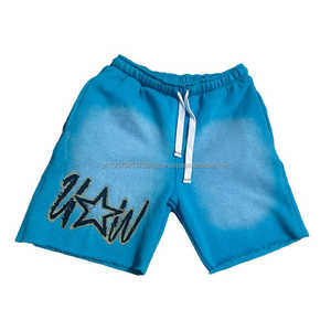 2025 short d'été Logo personnalisé blanc séchage rapide Jogging Vintage en détresse lavé à l'acide Shorts pour homme short à cordon - Product Image 1