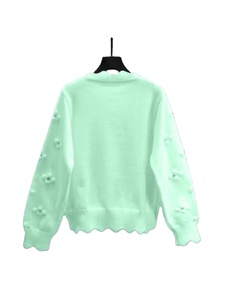 Cardigan en mohair tricoté bleu clair pour femme Power Abaan Sports, avec boutons nacrés sur le devant, pull décontracté et tendance - Product Image 4