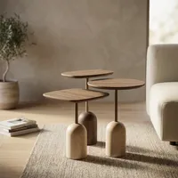 Table basse gigogne moderne et minimaliste, base en bois, plateau en bois, facile à nettoyer, meubles pour la maison