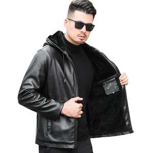 Chaqueta de Cuero Personalizada con Logotipo OEM, Diseño de Invierno para Hombre Joven, Estilo Casual de Negocios, Cierre de Cremallera Frontal, Solapa Simple, Ropa Urbana - Product Image 3