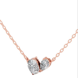 Toi et Moi สร้อยคอเพชรที่ปลูกในห้องปฏิบัติการพร้อมเบาะและลูกแพร์ตัดหิน14K ทองสัญลักษณ์ของสองวิญญาณสหรัฐ - Product Image 1