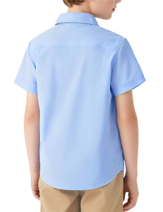 Chemises habillées boutonnées pour garçons 100% coton à manches courtes, uniforme scolaire primaire, chemise Oxford - Product Image 3
