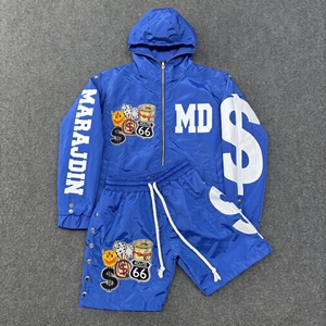 Conjunto Corto de Nylon Cortavientos con Logotipo Personalizado para Hombre 2026, Talla Grande, Traje Deportivo Cortavientos, Chaquetas con Cremallera, Pantalones Cortos, Conjuntos Casuales de Dos Piezas - Product Image 4
