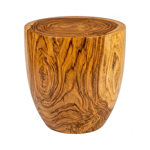 Taburete Otomano Kala Exotic de Madera Maciza de Suar con Acabado Miel, Diseño Escultural Moderno y Orgánico de Primera Calidad para Sala de Estar, No Plegable - Product Image 1