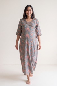 Women’s Cotton Block Print Wrap Dress Maternity <b>Kaftan</b> Dress Loose Fit Boho Pregnancy Maxi Dress Wholesale Price - Product Image 1