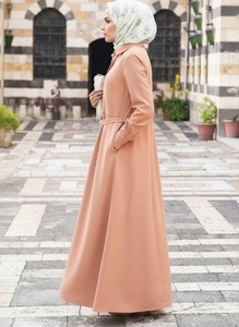 Elegante Vestido Maxi Musulmán para Mujer, Manga Larga, con Cinturón, Estilo Abaya Modesto, Diseño Liso Informal, Vestido Largo - Product Image 4