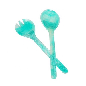 Elegant Artizon Studio Epoxy Resin <b>Salad</b> <b>Tools</b> Serving Spoon Fork Set Dishwasher Oven Microwave Safe Custom Color Polished - Product Image 2