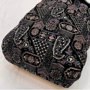 Tissu en velours brodé à motif floral pour Abaya, Kaftan, veste femme, décoration textile de maison, taie d'oreiller, tissu de poids moyen - Product Image 1