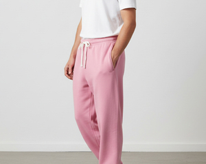 Pantalones Deportivos Rosados para Hombre, Cintura Elástica con Cordón, Logotipo de Llama en la Pierna Derecha, Algodón de Peso Medio, para Primavera - Product Image 5