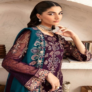 Robes pakistanaises cousues en gros costumes 3 pièces en mousseline de soie de marque originale par Ramsha Indian & Pakistani Clothing Womens Kurti - Product Image 3