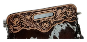 Bolso de Mano de Cuero Vacuno Repujado Misha International, Bolso Bandolera con Flecos, Patrón Floral, Bolso de Hombro Ligero, Personalizado - Product Image 6