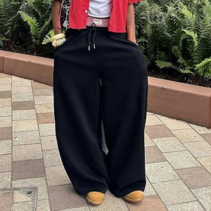 Pantalon de survêtement personnalisé pour femme, hiver, écologique, respirant, doublure polaire, mélange de coton, taille élastique, jambe large, avec cordon de serrage et poches - Product Image 2