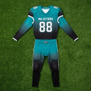 Custom Men's Teal Black American Football Uniform <b>Padded</b> Jersey <b>Pants</b> Set Sports Team Apparel - Product Image 6