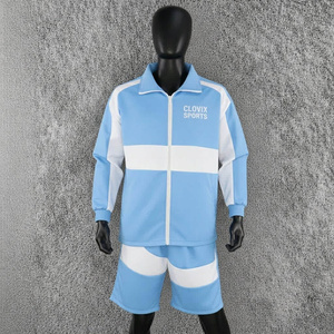 Wholesale Custom Logo <b>Mens</b> Windbreaker Tracksuit Set Breathable Full <b>Zip</b> Jacket with Matching <b>Shorts</b> Sportswear Manufacturer - Product Image 1