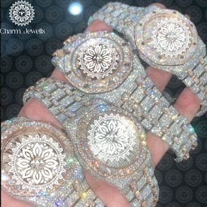 Charm_Jewells Luxury Women's <b>Diamond</b> Encrusted Stainless Steel Analog Quartz <b>Watch</b> Round Case 40mm Folding Clasp - Product Image 2