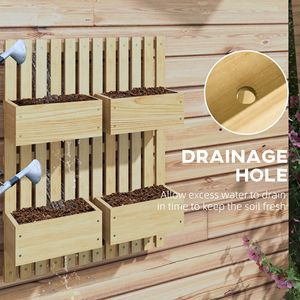 Jardinière murale robuste en bois pour extérieur avec treillis, style classique, potager surélevé pour plantes grimpantes, hauteur réglable - Product Image 6