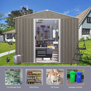 Capanno da Giardino in Metallo Grigio 8x10ft, Resistente alle Intemperie, per Uso Domestico - Product Image 4