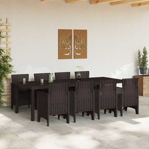 Juego de comedor de jardín de ratán sintético marrón de 9 piezas - Product Image 3