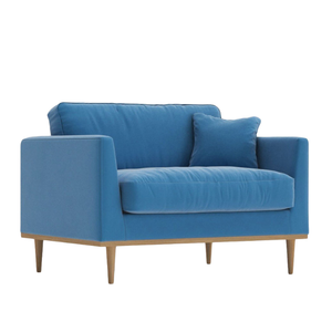 Sillón individual hecho con material de buena calidad, color azul duradero, adecuado para sentarse en la sala de estar o el salón familiar. - Product Image 1