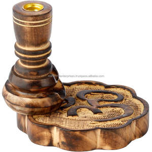 Quemador de incienso de madera natural hecho a mano, incensario religioso rústico con tapón de cilantro y recogedor de cenizas para la temporada de primavera - Product Image 6