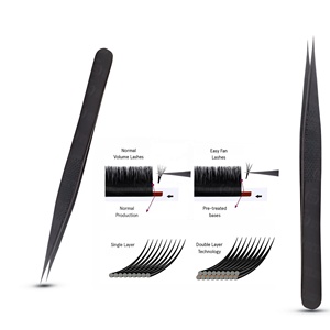 Fournisseur professionnel de pinces à cils, outils d'extension de cils, pinces en acier inoxydable à 45 degrés, antistatiques, durables, OEM, vente en gros - Product Image 3