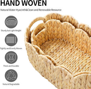 Juego de 2 Cestas Onduladas, Cesta de Jacinto de Agua para Organización y Decoración, Cestas de Almacenamiento de Mimbre Tejidas a Mano - Product Image 5