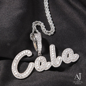 Collar con Colgante de Letra Personalizado con Incrustaciones de Circones, Letra del Alfabeto en Cromo Burbuja para Hombres y Mujeres, Joyería para Fiestas - Product Image 4