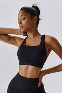 Soutien-gorge de sport noir personnalisé avec logo, dos croisé, respirant, extensible et à maintien élevé pour femme, idéal pour la gym et le fitness - Product Image 5