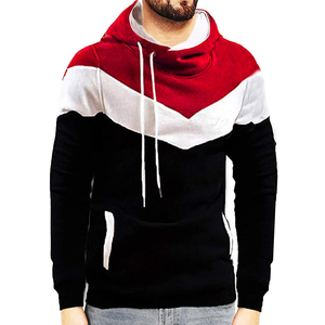 Sweat-shirt à capuche pour homme, coupe classique, décontracté, avec poche, en polyester tricoté, color block, pour l'automne - Product Image 1