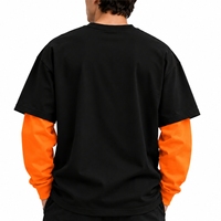 T-shirt Homme Double Couche Manches Longues Coupe Ample Streetwear Col Rond Style Décontracté Imprimé Lettres Jersey