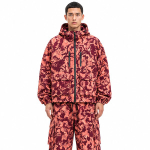 OEM Desert Rose Custom Camo Nylon Windbreaker Rain jacket for men <b>Tracksuit</b> Men’s Hooded Field Jacket Cargo Pants Set Wholesale - Product Image 4