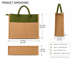 Eco-Friendly Custom Jute Tote <b>Bag</b> with Logo Zipper Closure <b>Large</b> Size Handheld Shopping <b>Bag</b> for Corporate <b>Gifting</b> Exhibition Use - Product Image 2