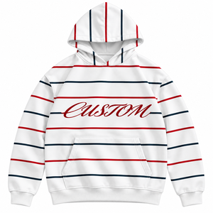 Sweat-shirt à capuche surdimensionné personnalisé, léger, unisexe, décontracté, 100% coton, tricoté, avec poche avant, de haute qualité, rouge - Product Image 1